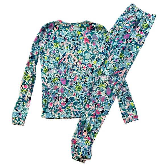 Lilly Pulitzer Girls Floral Mini Sammy Pajama Set Size 12 - Picture 3 of 3